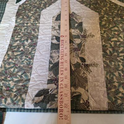LOT 130S: Three Vintage Handmade Wooden Holiday Crafts & Table Quilts