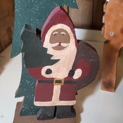 LOT 130S: Three Vintage Handmade Wooden Holiday Crafts & Table Quilts