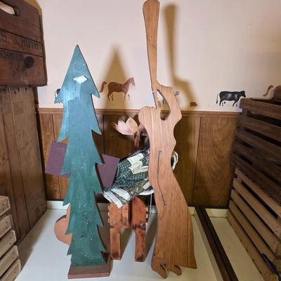 LOT 130S: Three Vintage Handmade Wooden Holiday Crafts & Table Quilts
