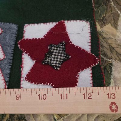 LOT 130S: Three Vintage Handmade Wooden Holiday Crafts & Table Quilts