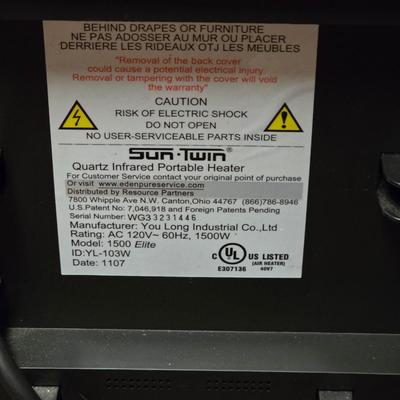 LOT 134S: Sun Twin Portable Heater W/Remote