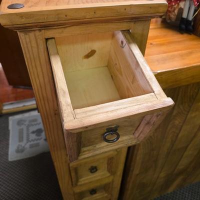 LOT 135S: Rustic Mexican Pine 5-Drawer Tall Cabinet W/Metal Ring Drawer Pulls