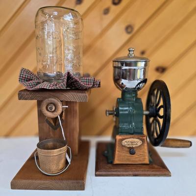 LOT 148F: Small Coffee Grinder and Handmade Dispenser