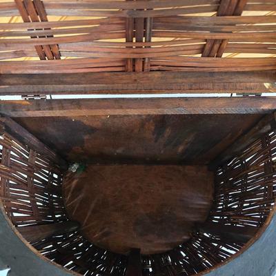 LOT 157F: Wooden Chest with Half-moon Box and Square Basket