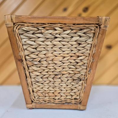 LOT 157F: Wooden Chest with Half-moon Box and Square Basket