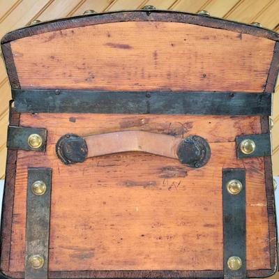 LOT 157F: Wooden Chest with Half-moon Box and Square Basket
