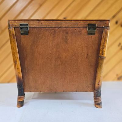 LOT 157F: Wooden Chest with Half-moon Box and Square Basket