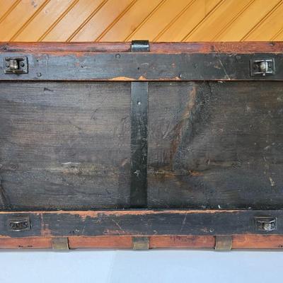 LOT 157F: Wooden Chest with Half-moon Box and Square Basket