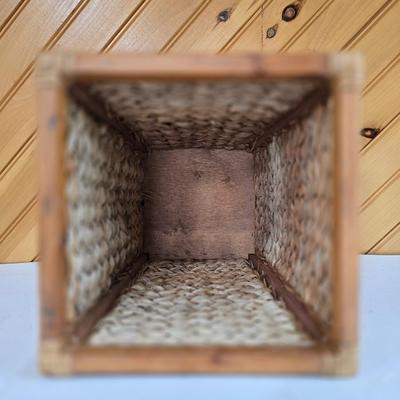 LOT 157F: Wooden Chest with Half-moon Box and Square Basket