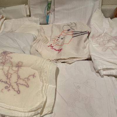 Towels with embroidery patterns (some are embroidered)
