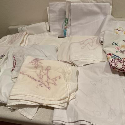 Towels with embroidery patterns (some are embroidered)