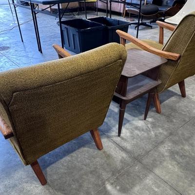 MCM Pair of Chairs W;/ center table - One rocker & one stationary - Very comfortable & Solid