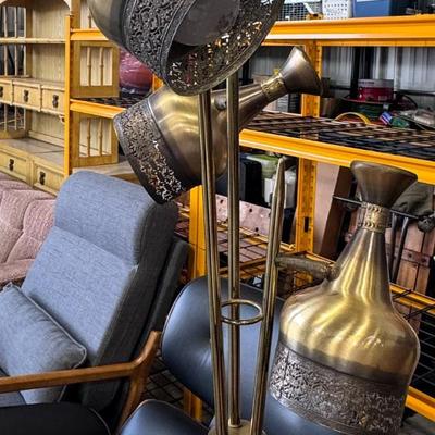 Modernist Era Hollywood Regency Metal Floor Lamp 3 Adjustable shades