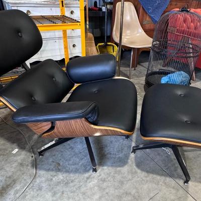 HERMAN MILLER New Eames / Herman Miller Style Recliner & Ottoman - Leather