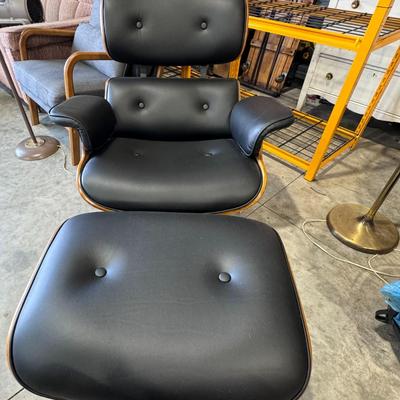 HERMAN MILLER New Eames / Herman Miller Style Recliner & Ottoman - Leather