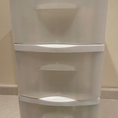 Three Drawer plastic storage with stamping up paper