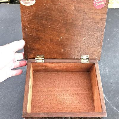 3 Wood Hand Carved Boxes