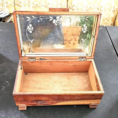 3 Wood Hand Carved Boxes
