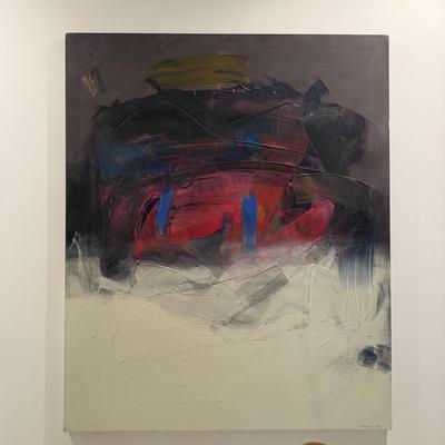 F708 Abstract Art On Large Canvas By Frank Wimberley 1988