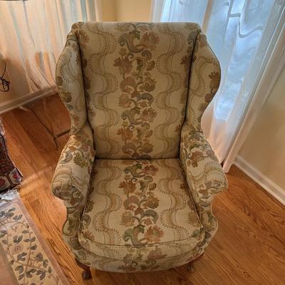 L710 Vintage Kindel Upholstered Wingback Chair & Ottoman