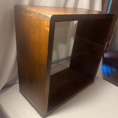 Wooden Shelf/Table with Glass Shelf (LR-MG)