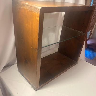 Wooden Shelf/Table with Glass Shelf (LR-MG)