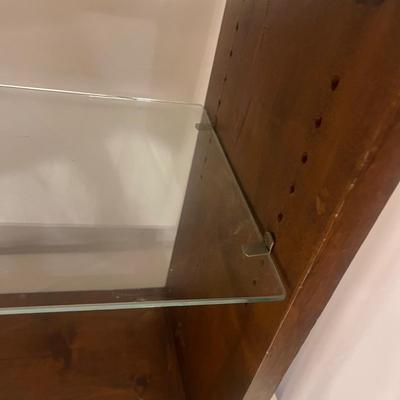 Wooden Shelf/Table with Glass Shelf (LR-MG)
