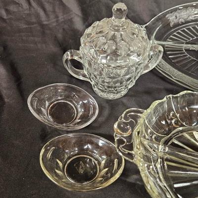 Lot of 8 Vintage Items Including Divided Relish Dishes, Honey Dishes and Sugar & Creamer