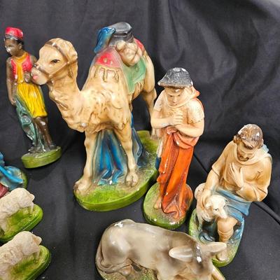 Vintage 20 Piece Chalkware Plaster Nativity