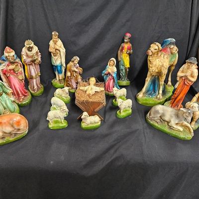 Vintage 20 Piece Chalkware Plaster Nativity
