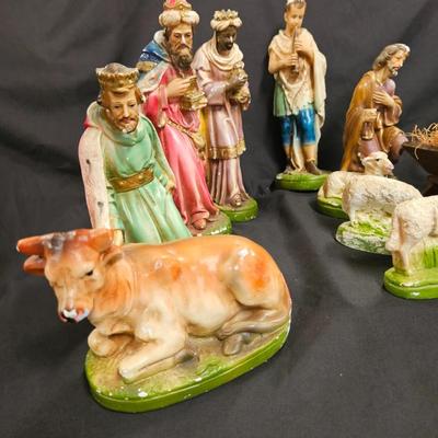 Vintage 20 Piece Chalkware Plaster Nativity