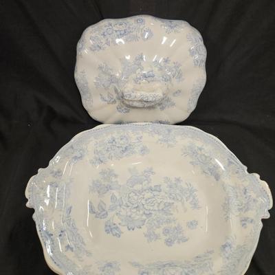 Antique Burgess & Leigh Asiatic Pheasants Blue Tureen