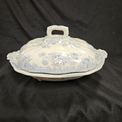 Antique Burgess & Leigh Asiatic Pheasants Blue Tureen