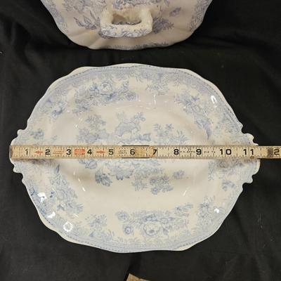 Antique Burgess & Leigh Asiatic Pheasants Blue Tureen