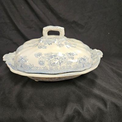 Antique Burgess & Leigh Asiatic Pheasants Blue Tureen