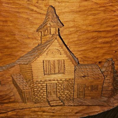 Vintage Hand Carved Wooden Signed Wall Hanging 29" x 18" - Heavy Duty c. 1988
