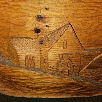 Vintage Hand Carved Wooden Signed Wall Hanging 28" x 19" - Heavy Duty c. 1989