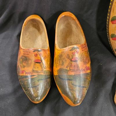 Vintage Lot of 4 Wooden Clogs - Various Sizes