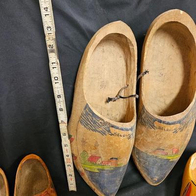 Vintage Lot of 4 Wooden Clogs - Various Sizes