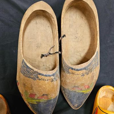 Vintage Lot of 4 Wooden Clogs - Various Sizes