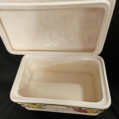 Lot of 3 Vintage Items Including Portuguese Bread Box, Teleflora Teapot and Rio Hondo California Pottery Type Piggy Bank