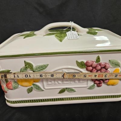 Lot of 3 Vintage Items Including Portuguese Bread Box, Teleflora Teapot and Rio Hondo California Pottery Type Piggy Bank