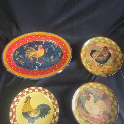 DECORATIVE ROOSTER PLATES