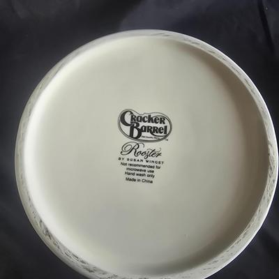 TWO 9" JARS WITH ROOSTER LIDS