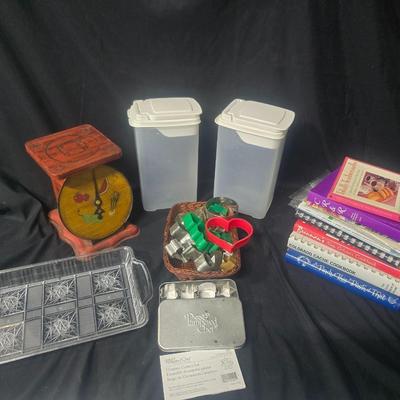 PAINTED VINTAGE SCALE, COOKBOOKS, COOKIE CUTTERS AND MORE