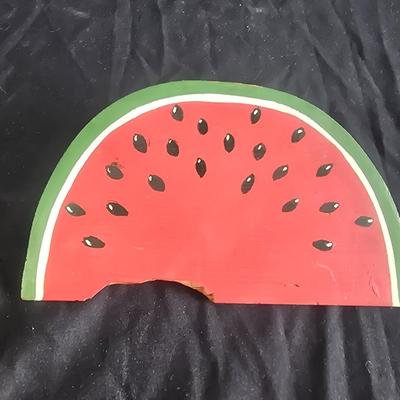 REPURPOSED FAN CLOCK, WOODEN WATERMELON, BOX AND MORE