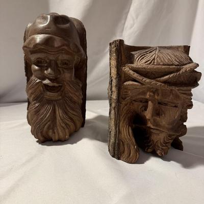 Two Carved Wooden Heads (LR-BM)