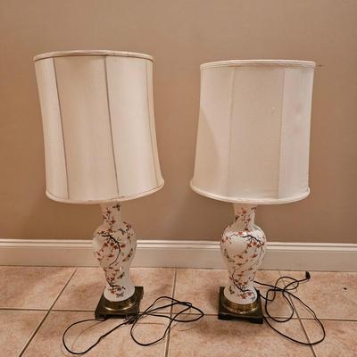 Matching Chinoiserie Porcelain Table Lamps (LR-BM)