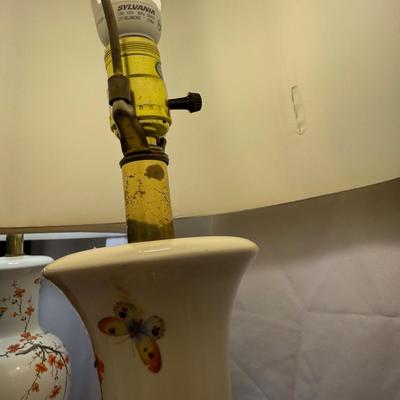 Pair of MCM Floral Butterfly Lamps (LR-BM)