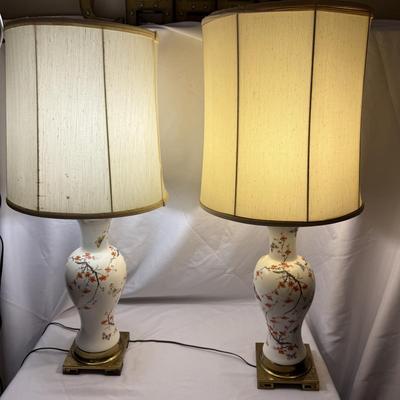 Pair of MCM Floral Butterfly Lamps (LR-BM)
